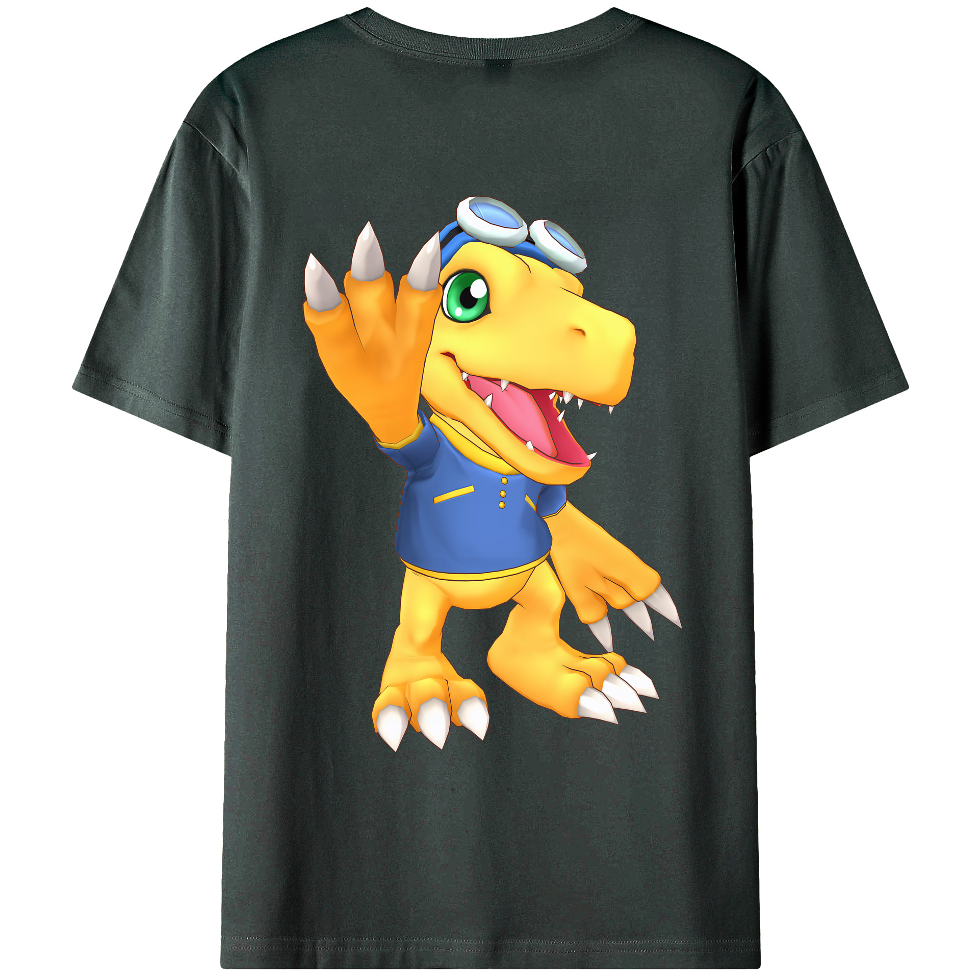 （画像用） Digimon デジタルモンスター/デジモン 綿100％ メンズ半袖Tシャツ（バックプリント） 通気性